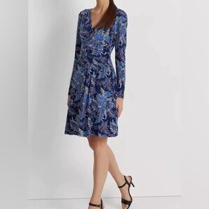 Lauren Ralph Lauren Blue Floral Long Sleeve Dress